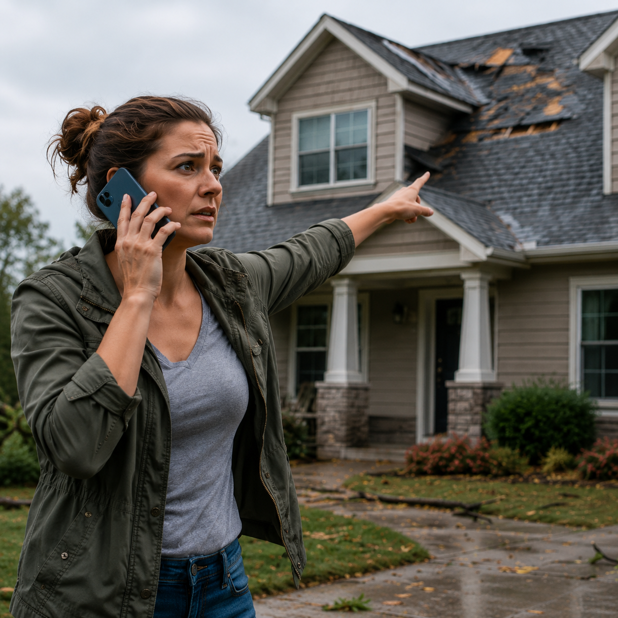 Homeowner calling after storm roof damage
